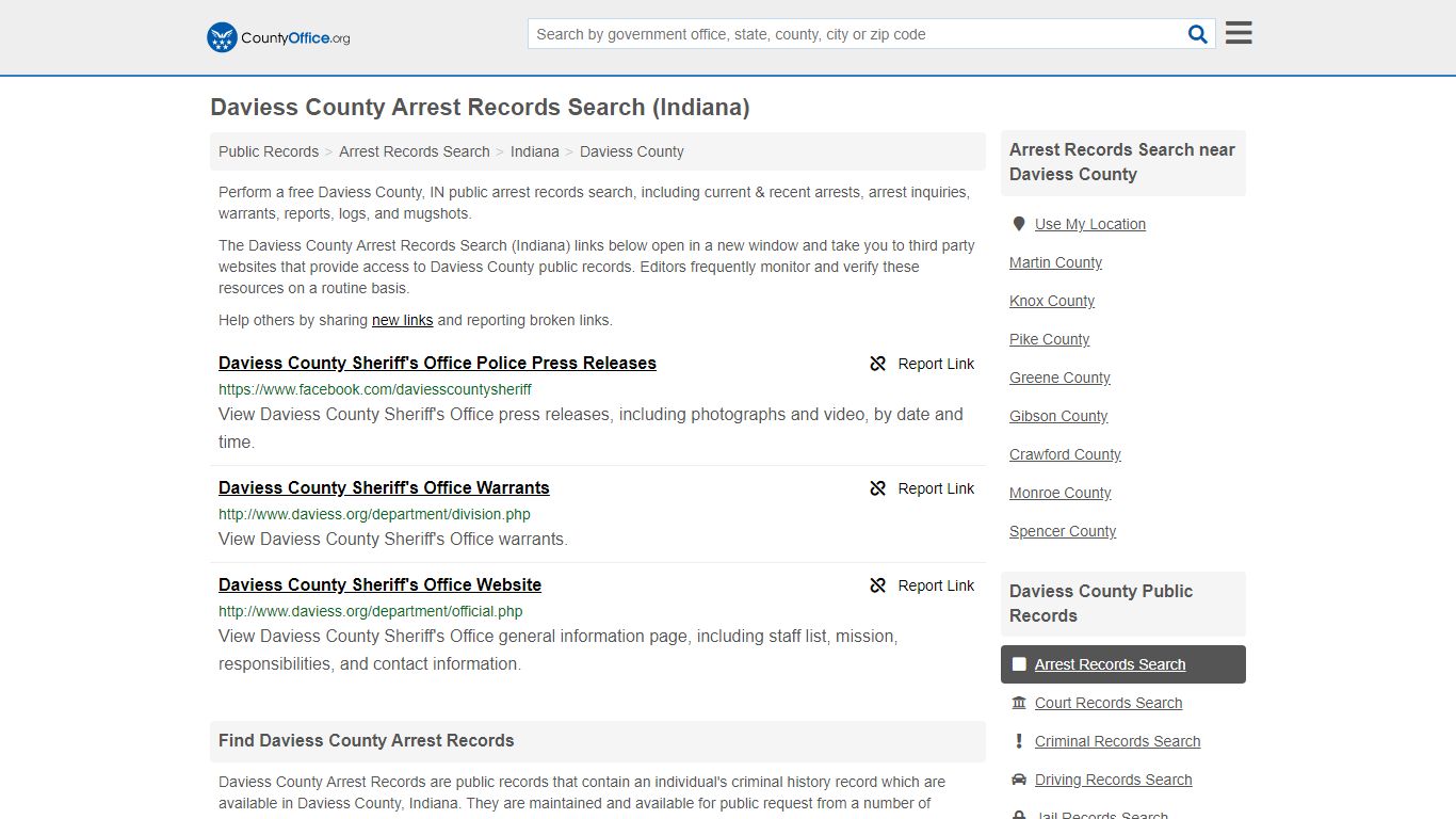 Arrest Records Search - Daviess County, IN (Arrests ...